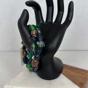 Madison and Max Green and Blue Beaded Bracelets lot C25